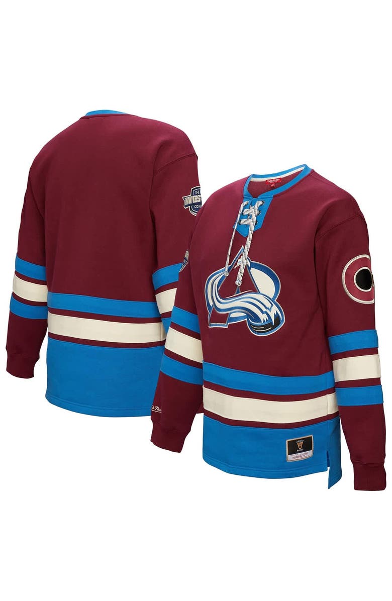 Mitchell & Ness Women's Mitchell & Ness Burgundy Colorado Avalanche Heritage Lace-Up Pullover Sweatshirt, Main, color, Burgundy