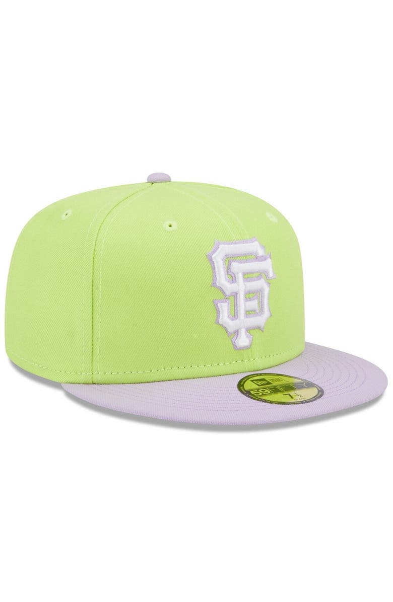 New Era Men's New Era Neon Green/Lavender San Francisco Giants Spring Color Two-Tone 59FIFTY Fitted Hat, Alternate, color, 