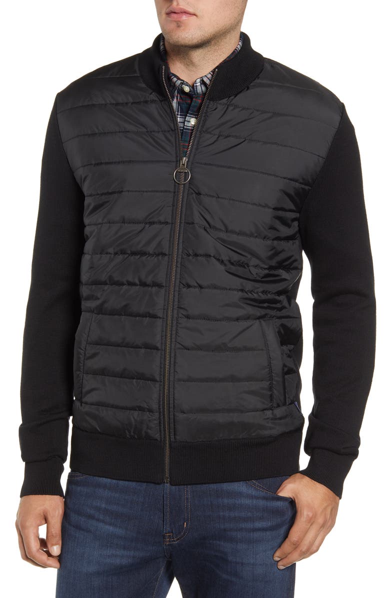 Barbour Carn Baffle Front Knit Jacket, Alternate, color, Black