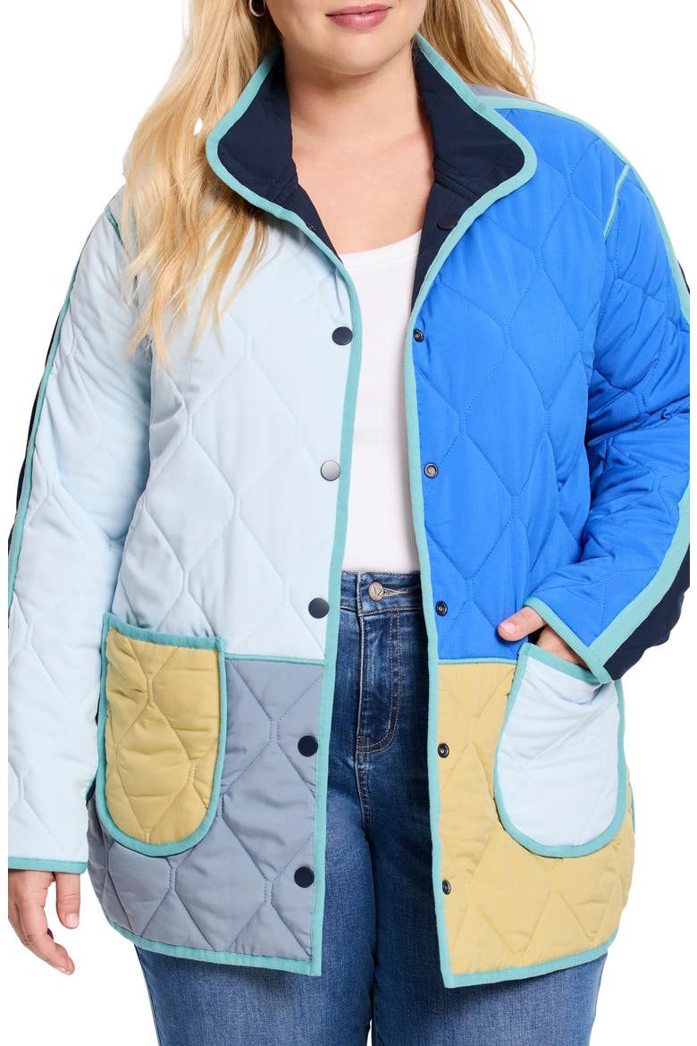 Colorblock Reversible Quilted Jacket, Main, color, BLUE MULTI