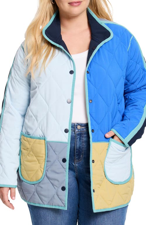 NZ ACTIVE by NIC+ZOE Colorblock Reversible Quilted Jacket in Blue Multi 