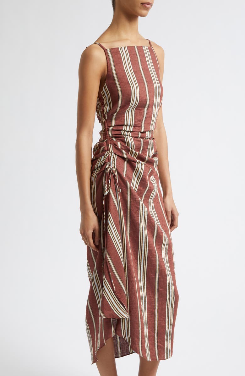 A.L.C. Naomi Stripe Linen Blend Dress, Alternate, color, Brunette Multi