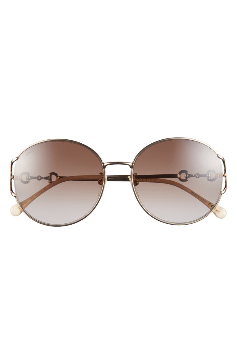 Gucci 58mm Oval Sunglasses, Main, color, Gold Gold Brown