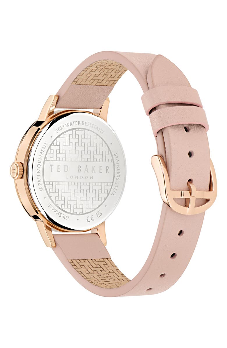 Ted Baker Phylipa Leather Strap Watch, 36mm, Alternate, color, Pink