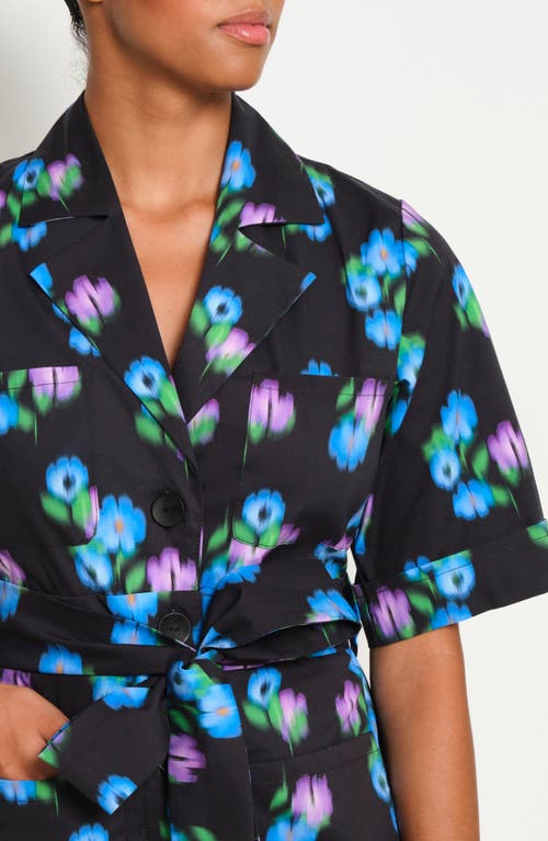 The Lulo Project Harbor Stretch Cotton Shirtdress In Under The Spray Black