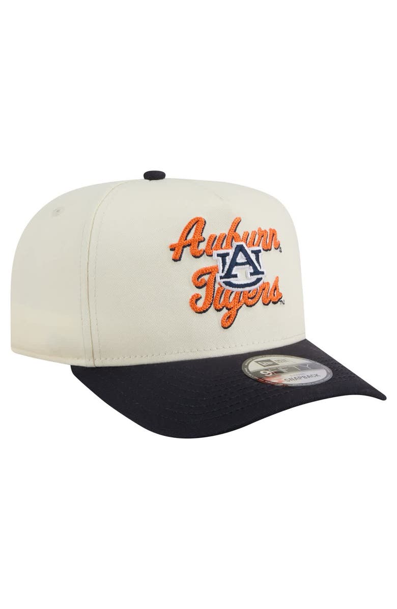 New Era Men's New Era Cream/Navy Auburn Tigers Vintage Chainstitch 9FIFTY A-Frame Snapback Hat, Alternate, color, 