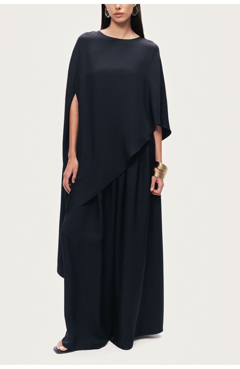 Nocturne Draped Cape Blouse, Alternate, color, Black