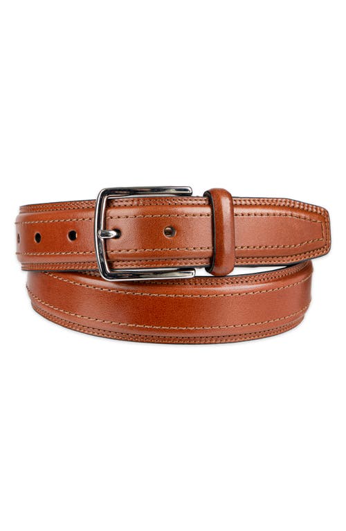 Cole Haan Stitched Leather Belt in Tan 