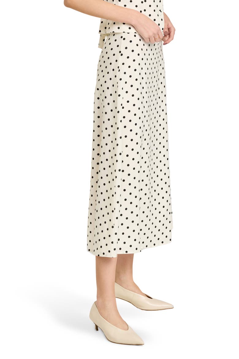 Blaire Dot Linen Blend Midi Skirt, Alternate, color, IVORY POLKA DOT