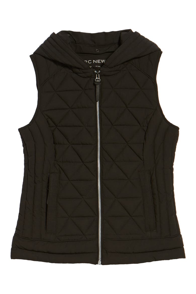 Sage Hooded Quilted Vest, Alternate, color, BLACK