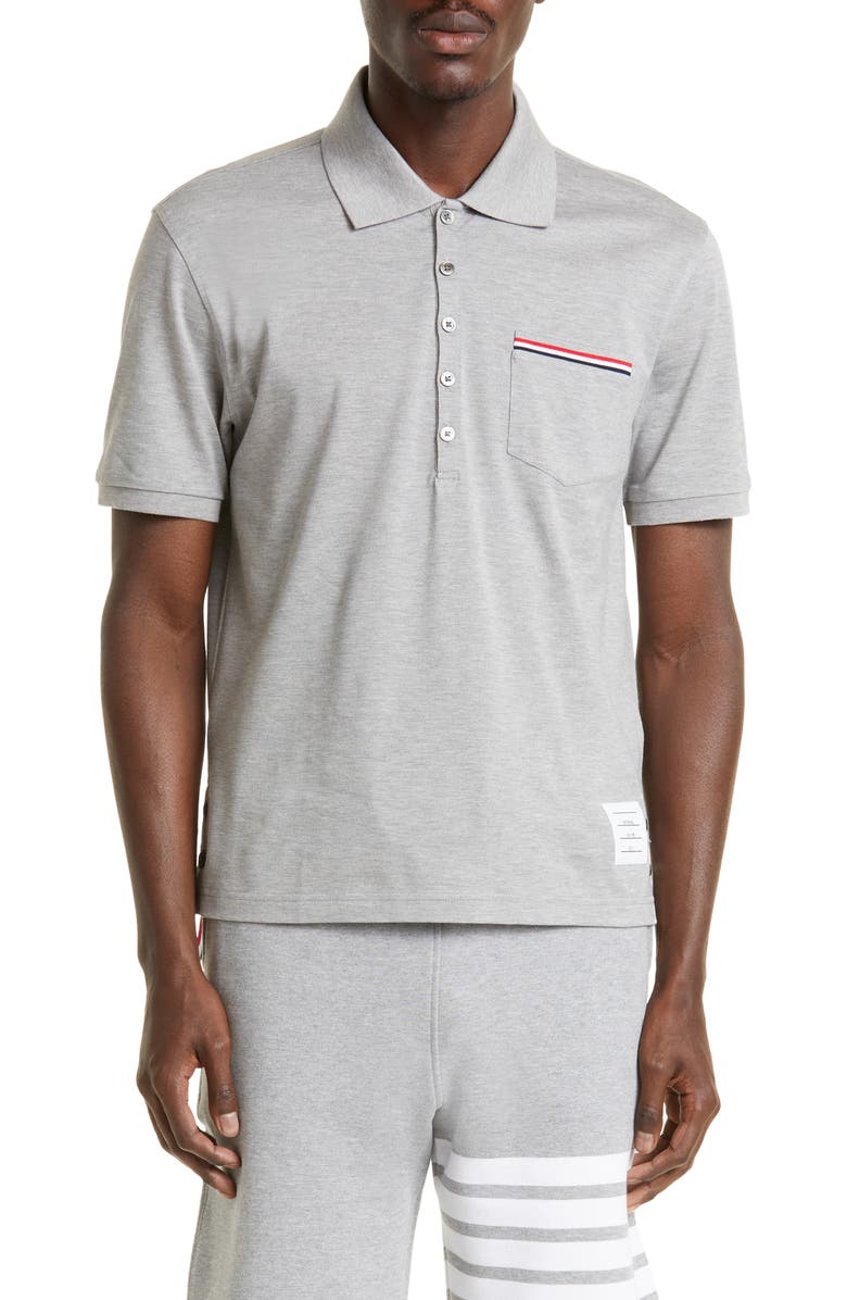Thom Browne Pocket Polo, Main, color, Light Grey