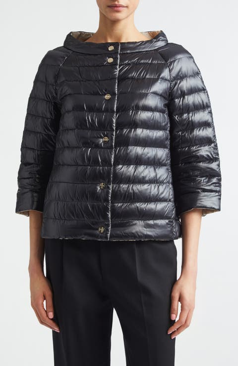 Reversible Quilted Ultralight Nylon Crop Down Jacket
