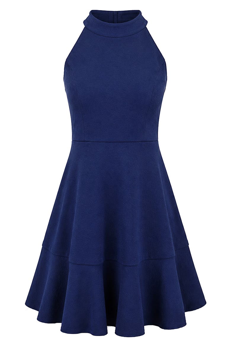 Kids' Textured Knit Skater Dress, Main, color, NAVY