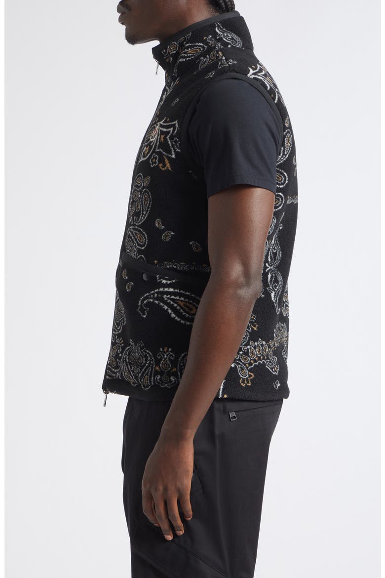 Reversible Paisley Print Fleece & Diamond Quilted Vest, Alternate, color, BLACK