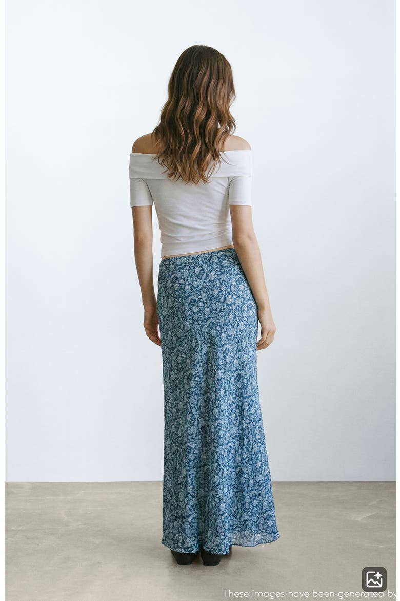 Print Fluid Maxi Skirt, Alternate, color, DARK BLUE