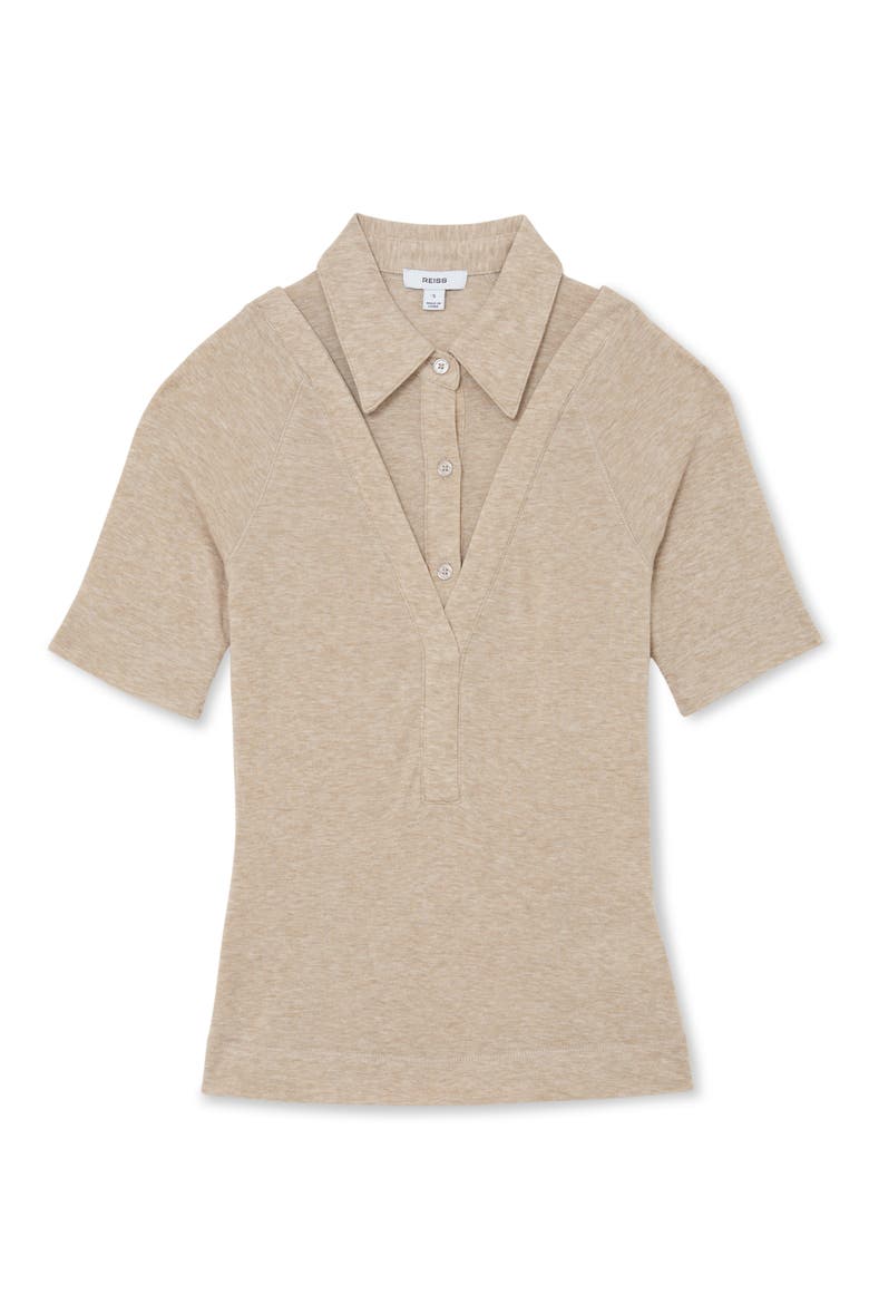 Shona Layered Look Polo, Alternate, color, OATMEAL NEUTRAL