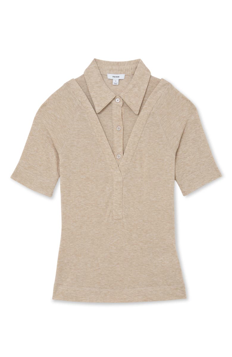 Reiss Shona Layered Look Polo, Alternate, color, Oatmeal Neutral