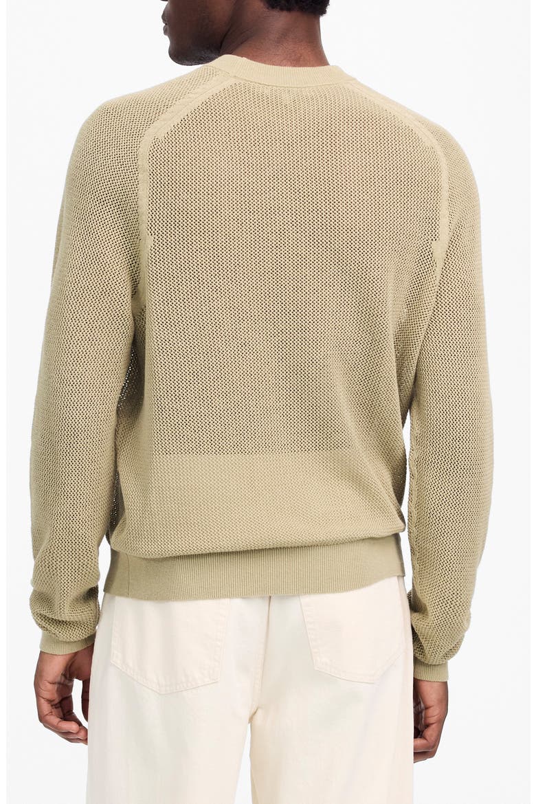 Mesh Knit Crewneck Sweater, Alternate, color, LIGHT CARGO