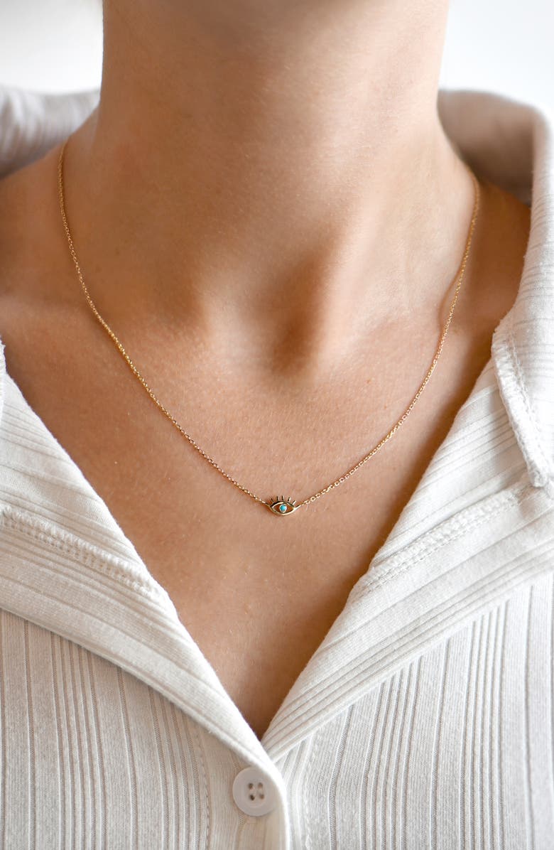Anzie x Mel Soldera Turquoise Evil Eye Pendant Necklace, Alternate, color, Turquoise/ Aqua