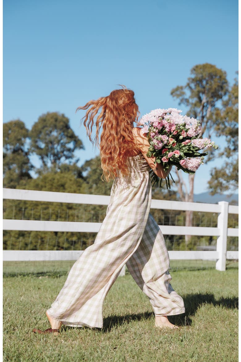 Pricilla Wide Leg Jumpsuit, Alternate, color, GREEN/ PINK GINGHAM