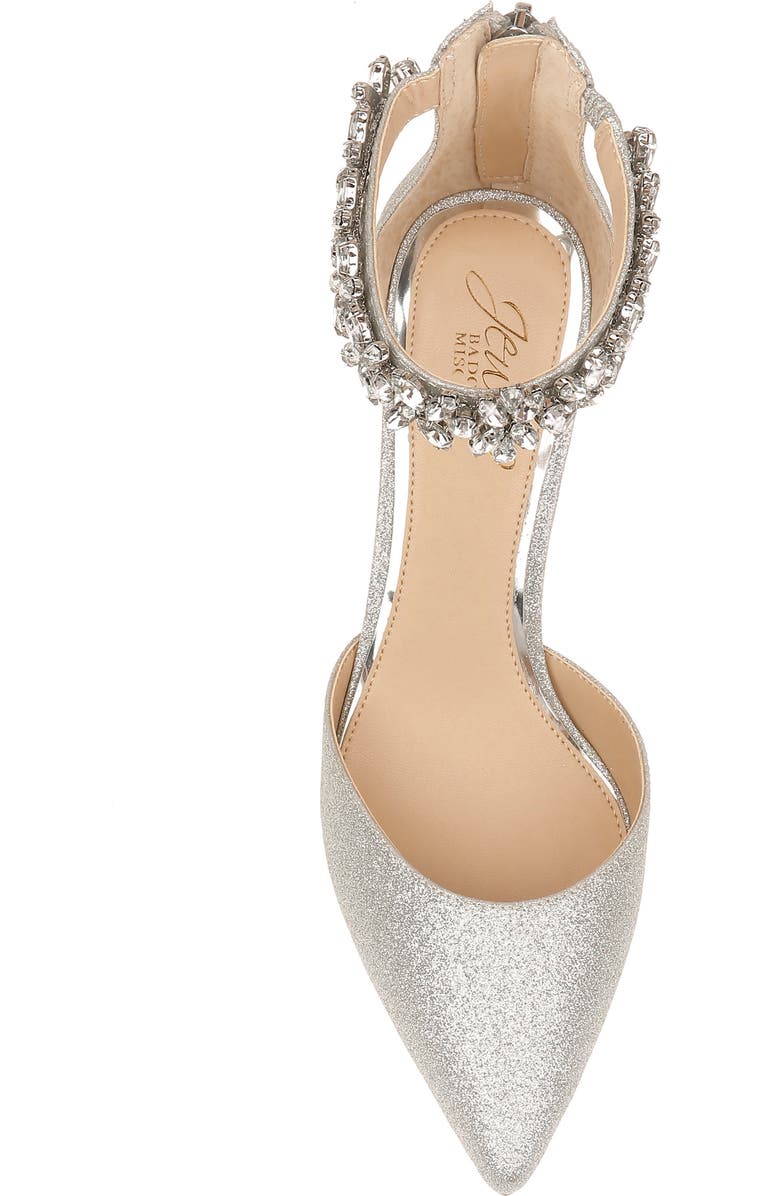 Jewel Badgley Mischka Raleigh Pointed Toe Ankle Strap Pump, Alternate, color, Silver Glitter