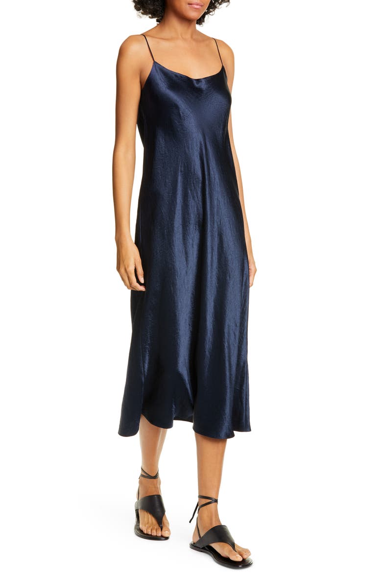 Satin Midi Slipdress, Alternate, color, COASTAL BLUE