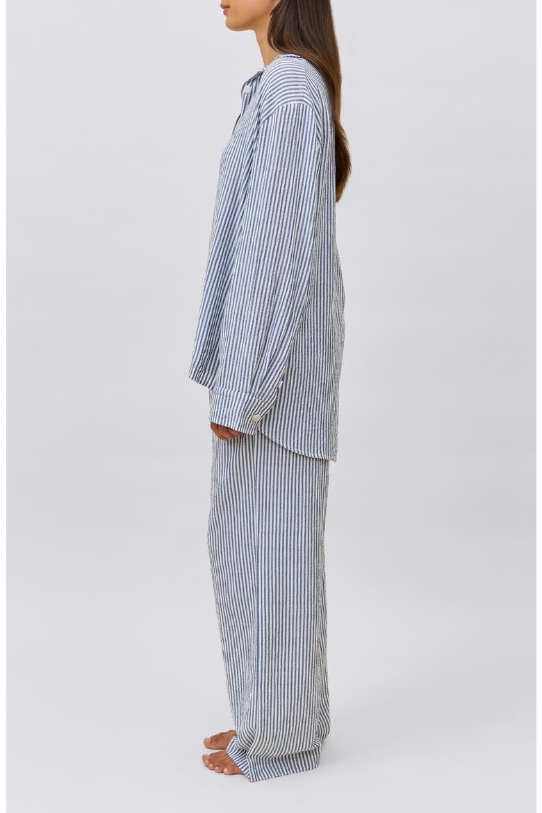 Sabine Stripe Seersucker Pajamas, Alternate, color, NAVY STRIPE