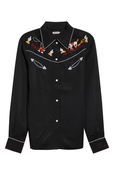 Checkers Embroidered Western Snap-Up Shirt