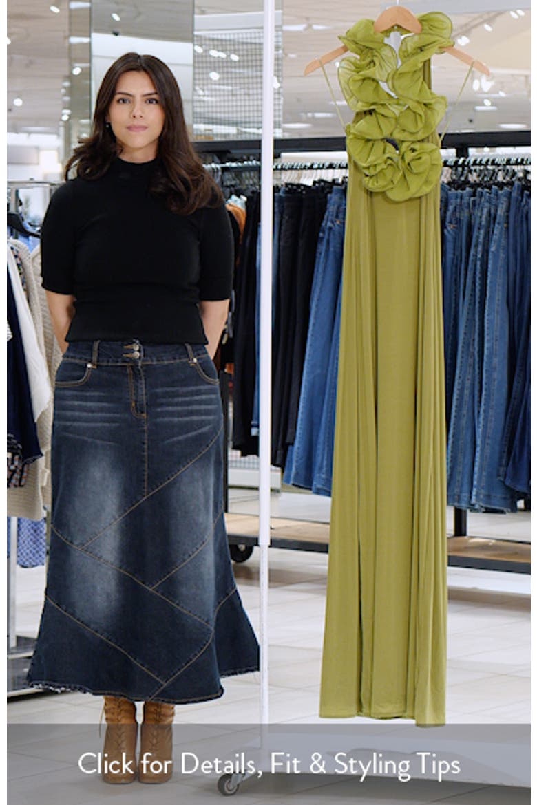Ruffle Plunge Halter Maxi Dress video