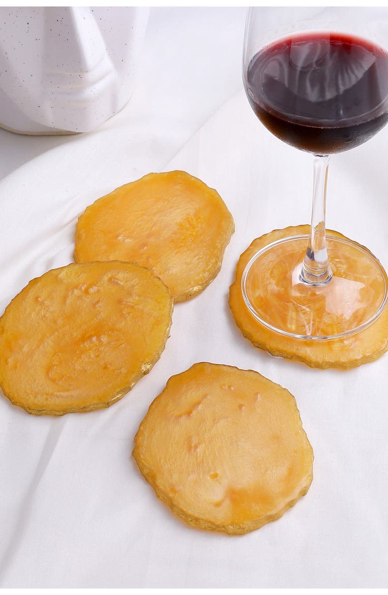 Tiramisu Yellow Resin Coasters - Set of 4, Main, color, Yellow