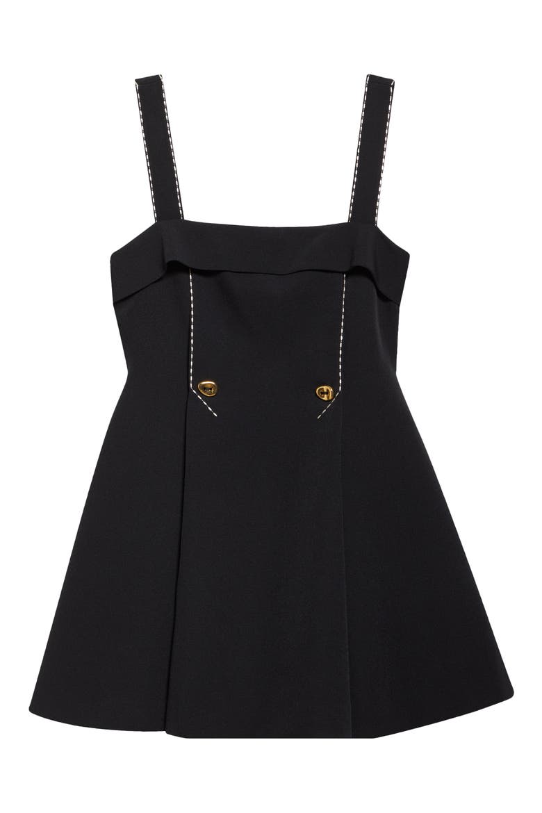 Topstitch Detail Crepe Minidress, Alternate, color, JET BLACK