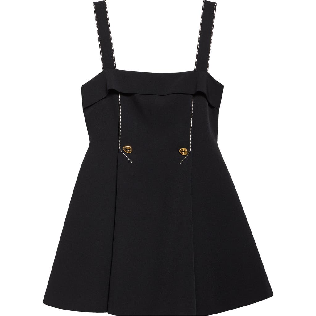 Shop Stine Goya Topstitch Detail Crepe Minidress In Jet Black