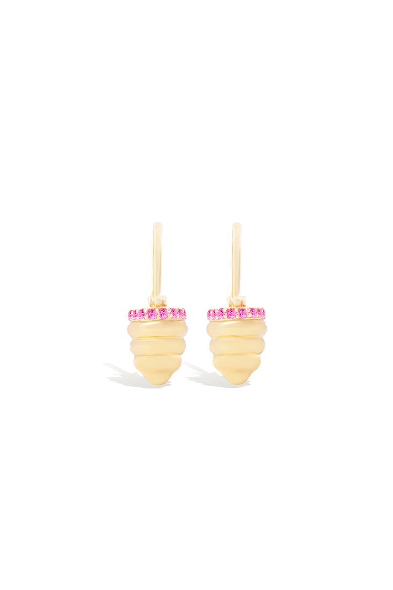 Found Gold Cap Huggie Earring, Alternate, color, Pink Sapphire- Gold