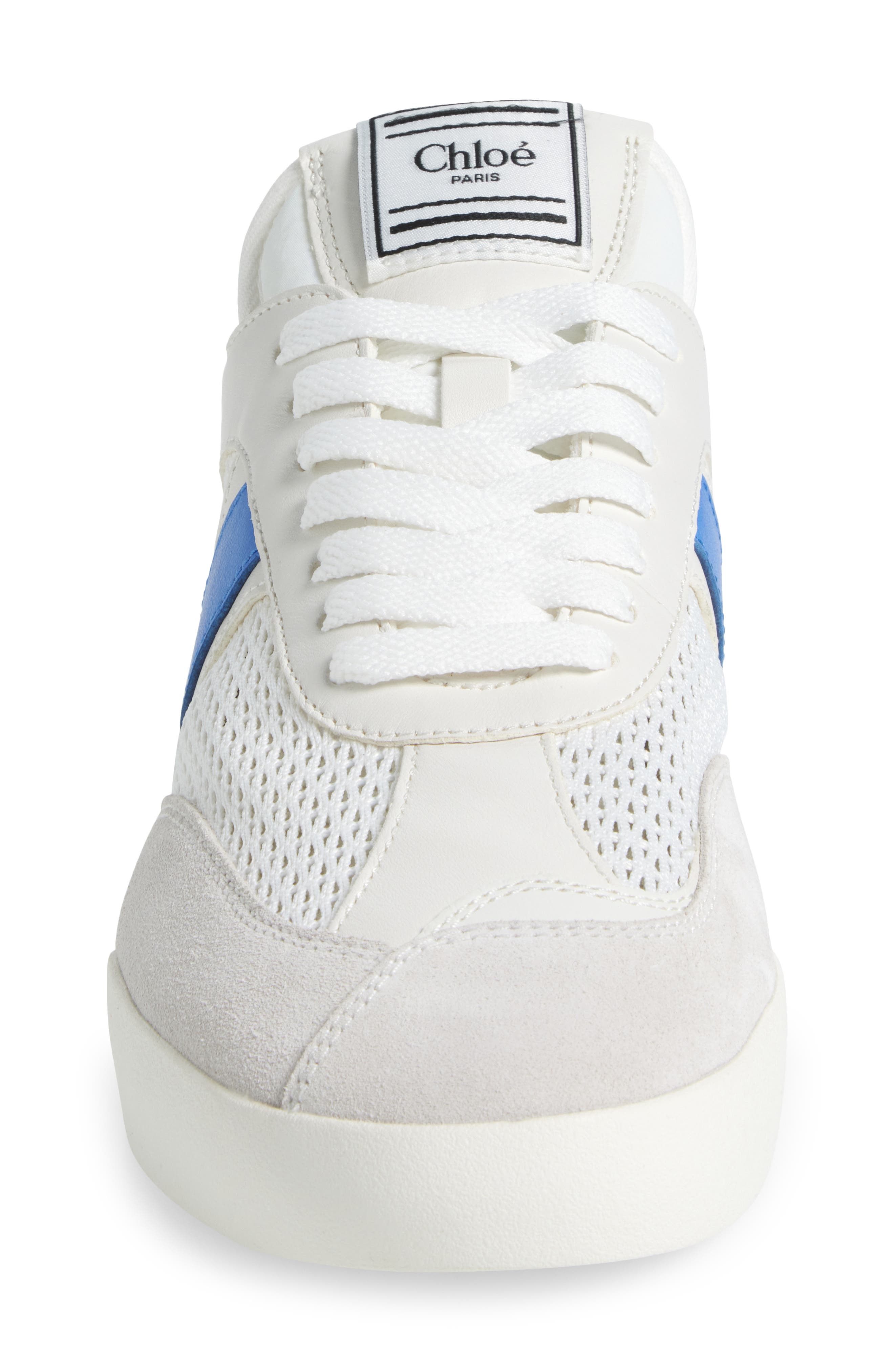 Chloé Kick Leather & Mesh Sneaker, Alternate, color, White/ Blue