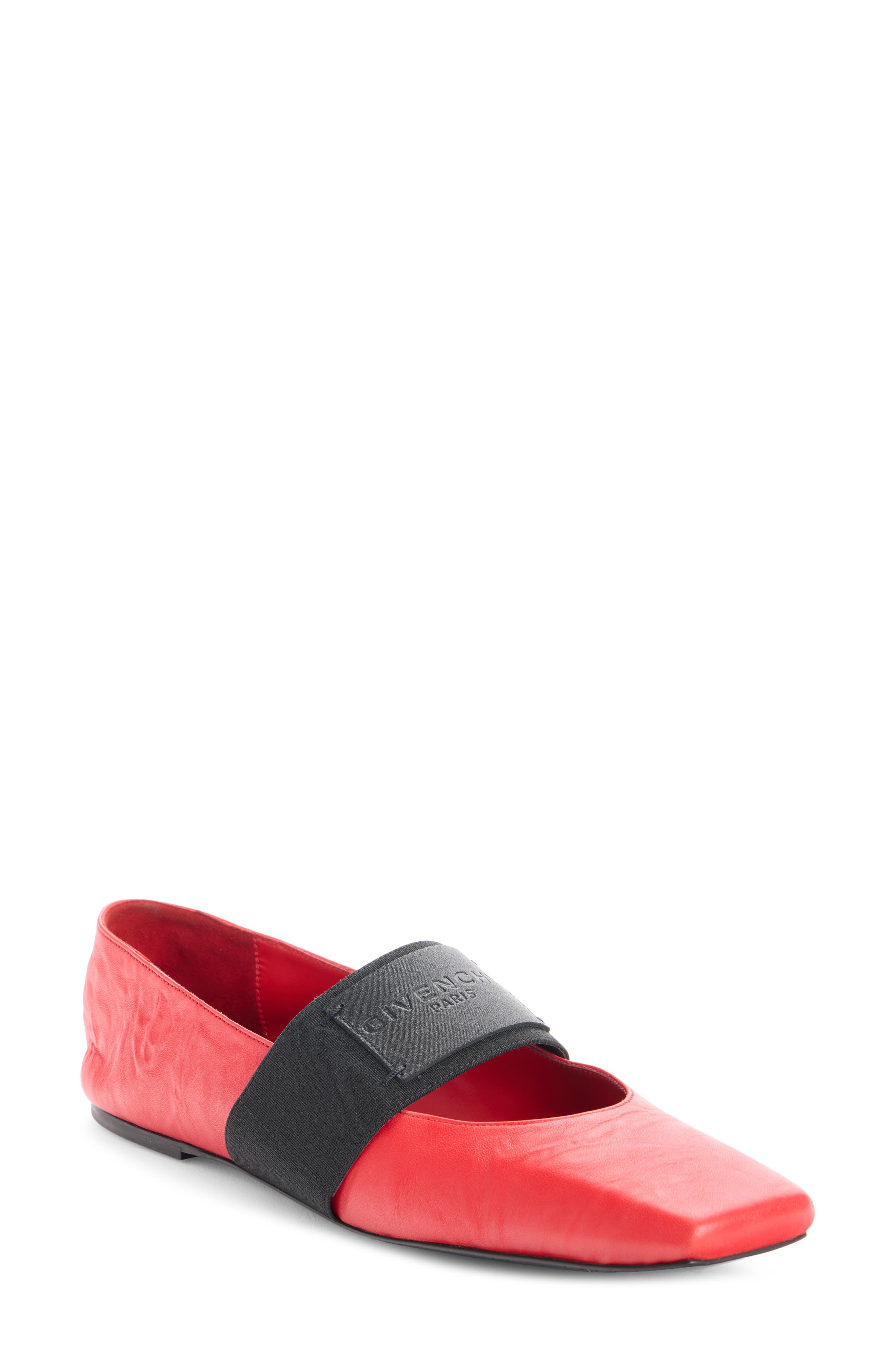 Givenchy Sliced Square Toe Mary Jane Flat, Main, color, Vermillon