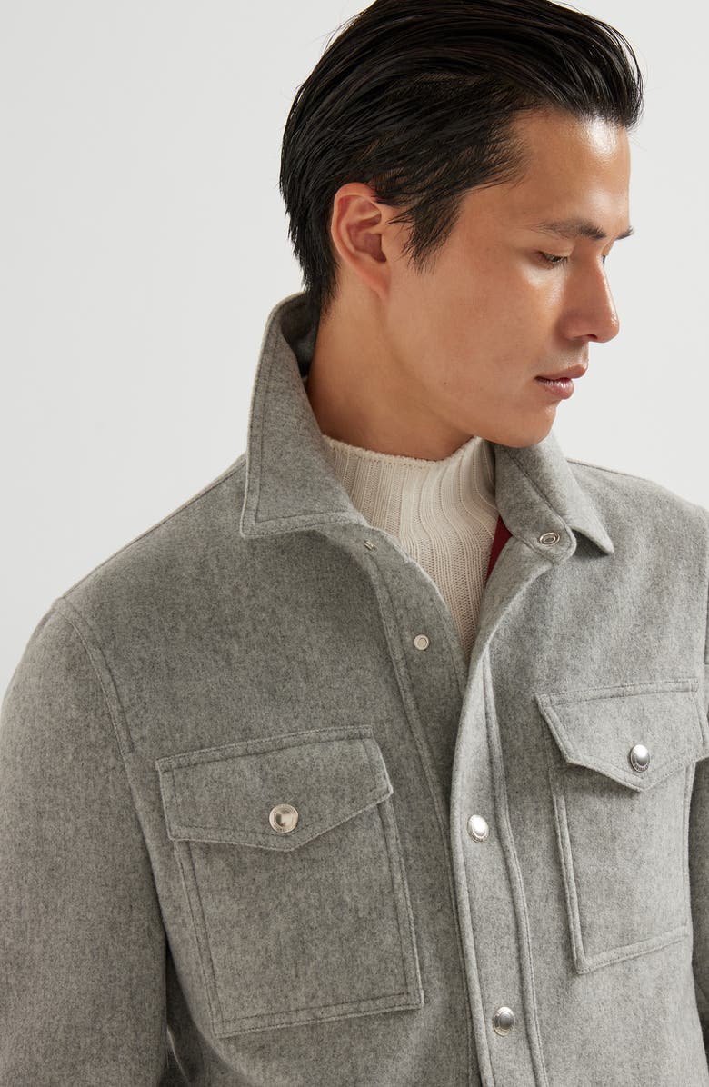 Brunello Cucinelli Shirt-style outerwear jacket, Alternate, color, Pearl Grey