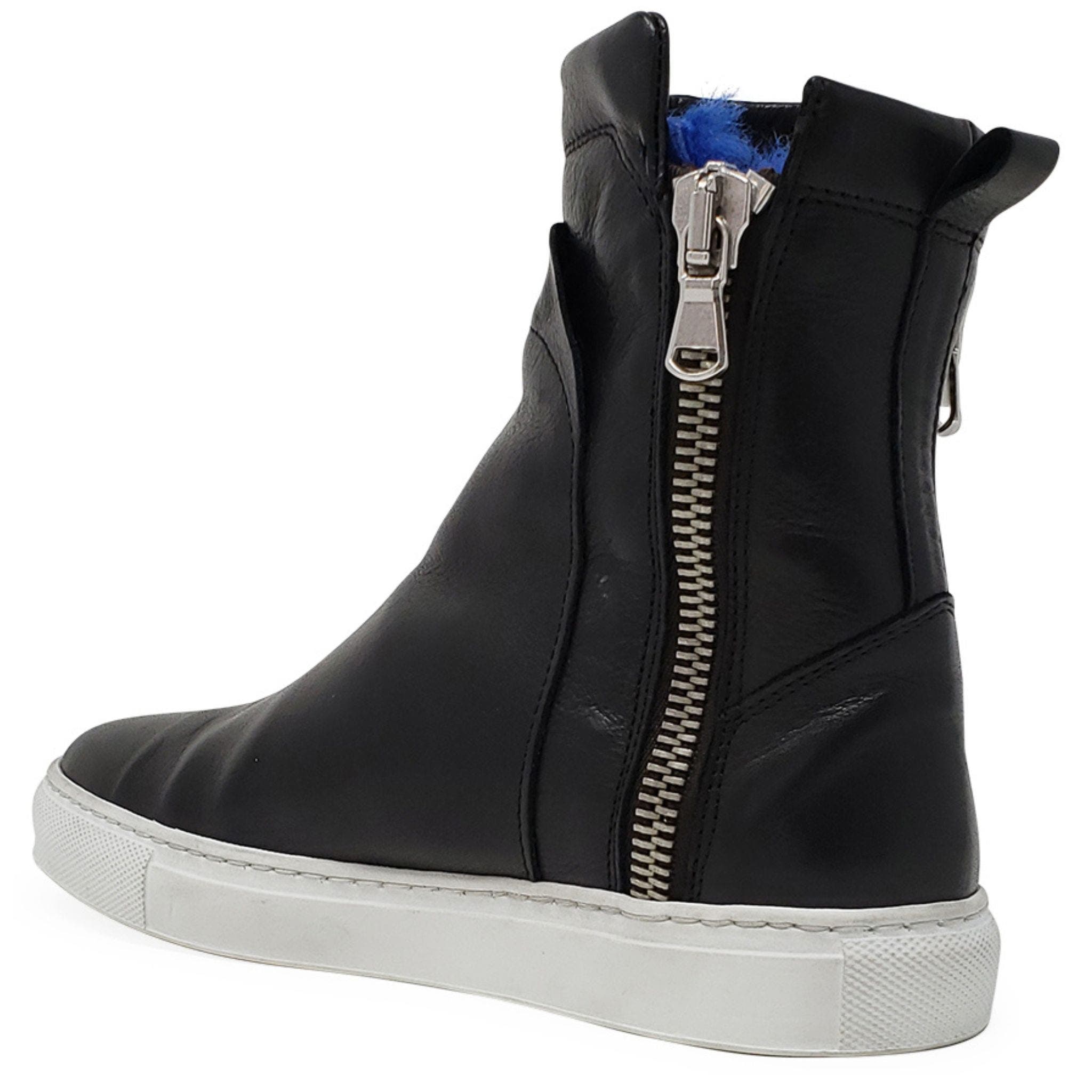 Madison Maison Double Zip Shearling Boot, Alternate, color, Black/Blue