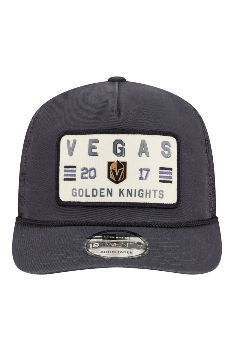 Men's New Era Charcoal Vegas Golden Knights Washed Patch 19TWENTY Trucker Adjustable Hat, Alternate, color, Charcoal