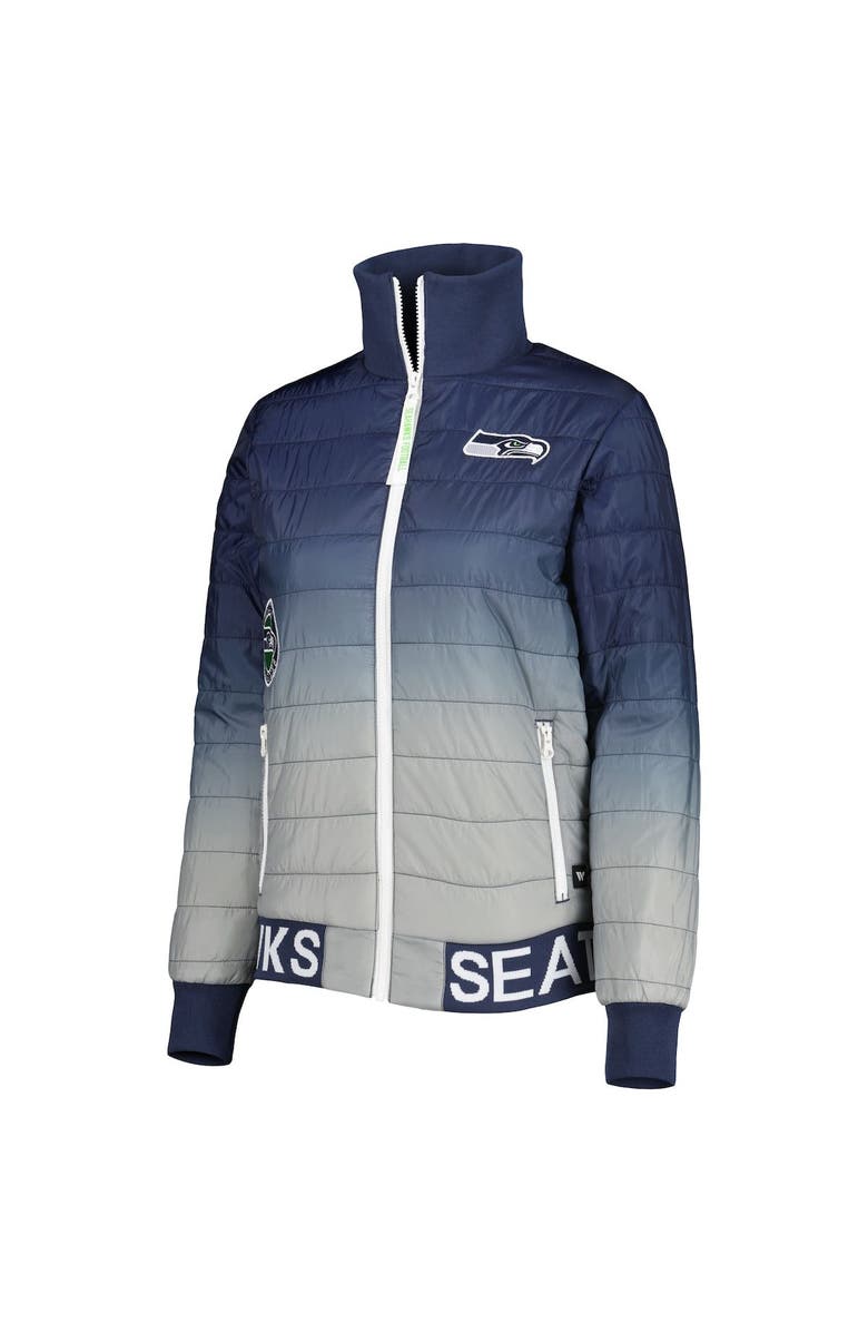 THE WILD COLLECTIVE Women's The Wild Collective College Navy/Gray Seattle Seahawks Color Block Full-Zip Puffer Jacket, Alternate, color, Navy