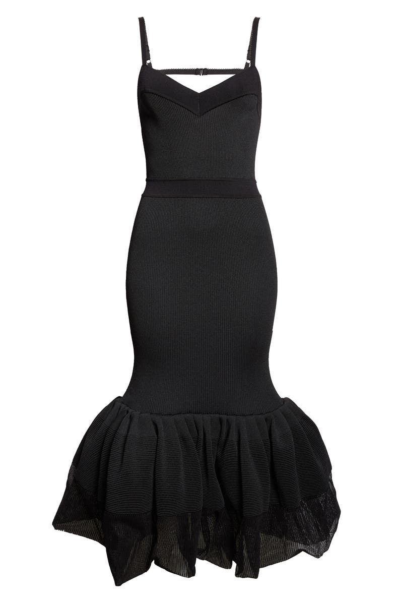 Givenchy Ruffle Hem Rib Body-Con Tank Dress, Alternate, color, Black