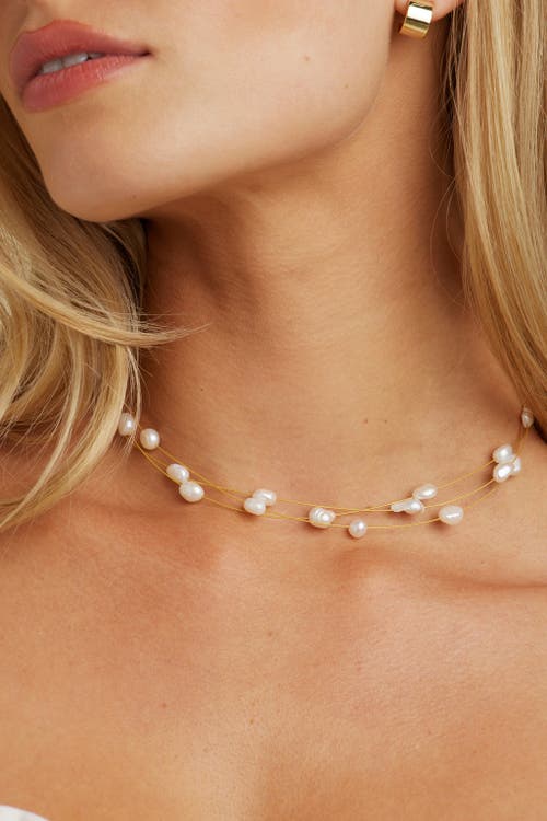 Untamed Petals Pacific Pearl Choker In Gold