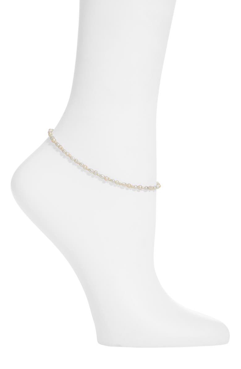Set & Stones Bowie Freshwater Pearl Anklet, Main, color, Ivory