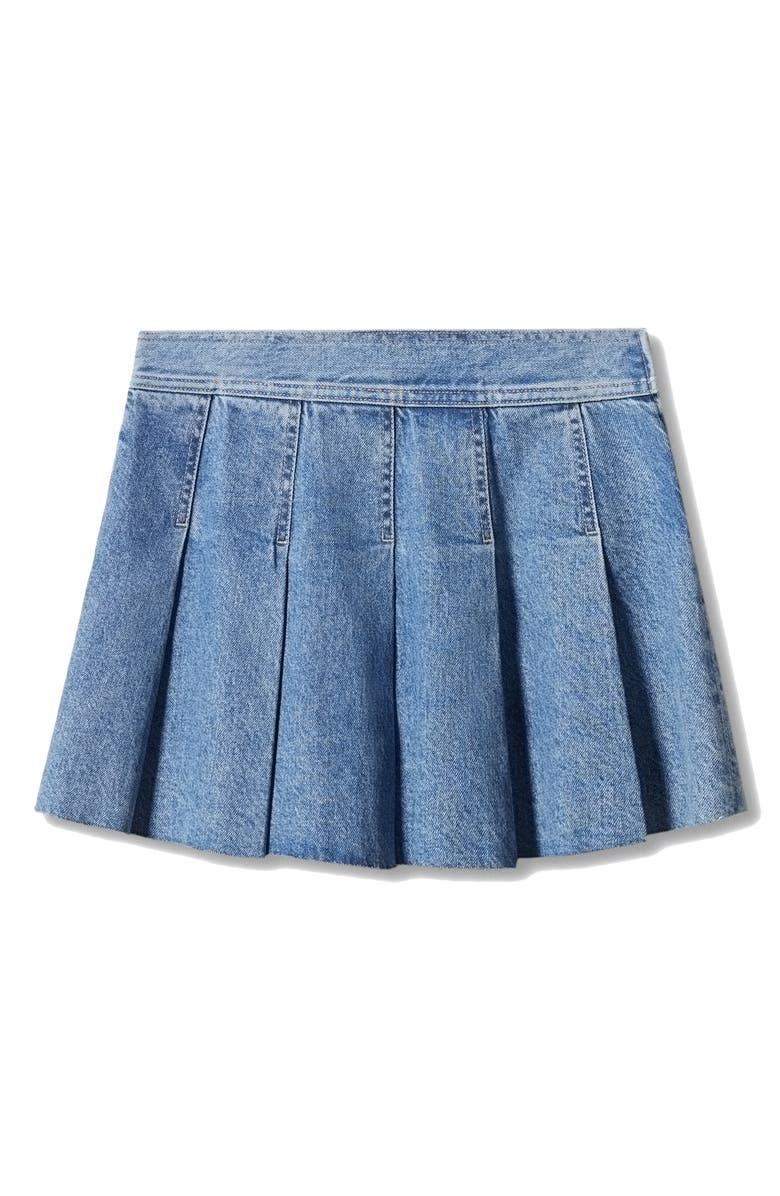 MANGO Pleated Denim Miniskirt, Alternate, color,