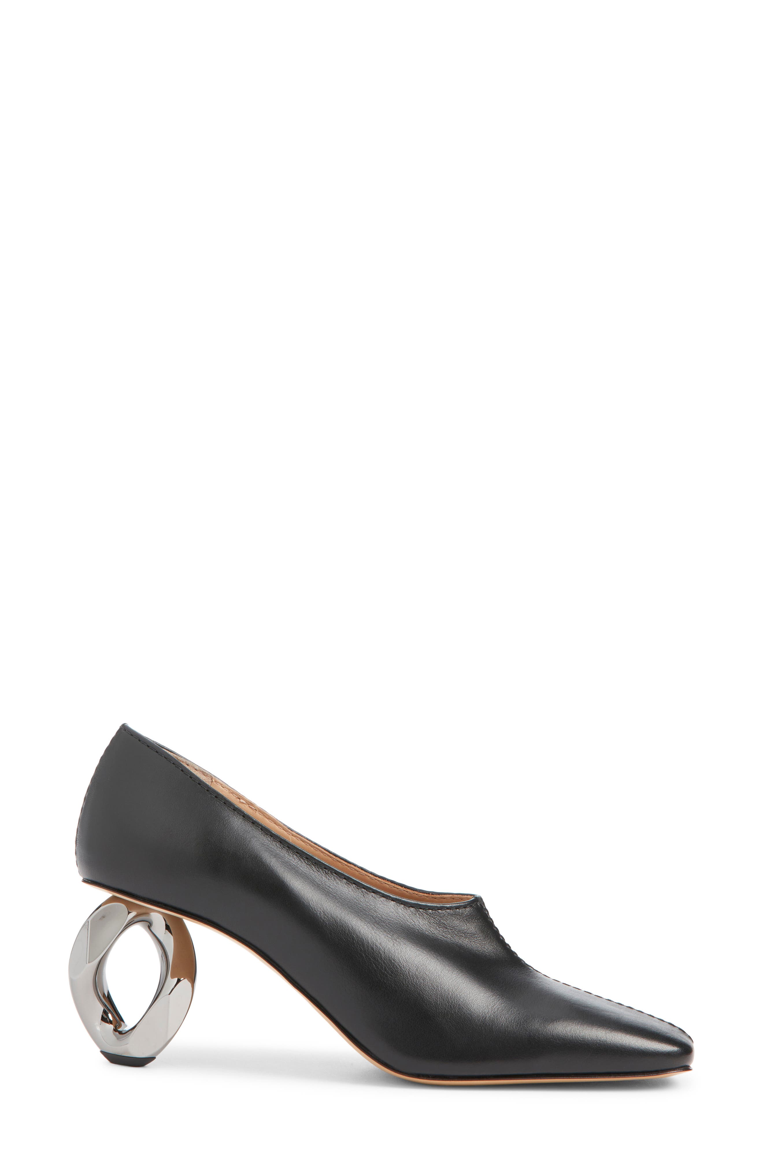 JW Anderson Stitch Chain Heel Square Toe Pump, Alternate, color, Black 999