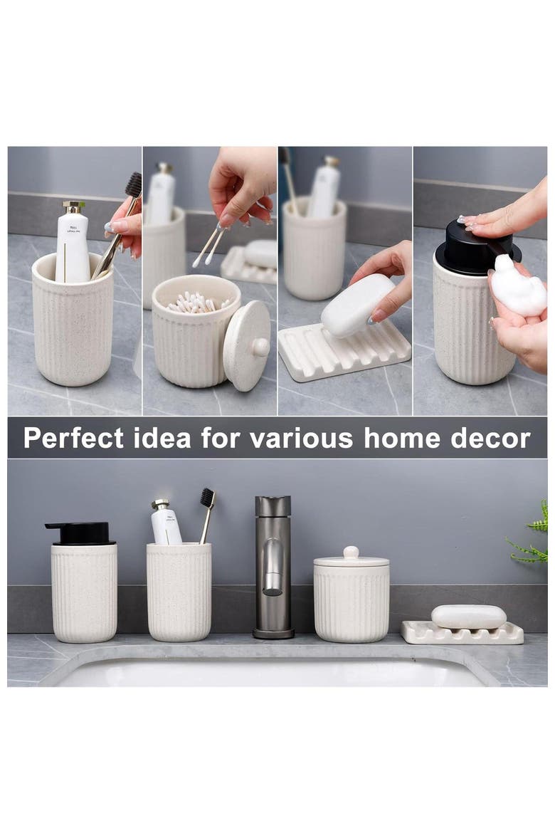 Pockmark Foaming Bathroom Set Recycled Eco-Clay, Alternate, color, Beige