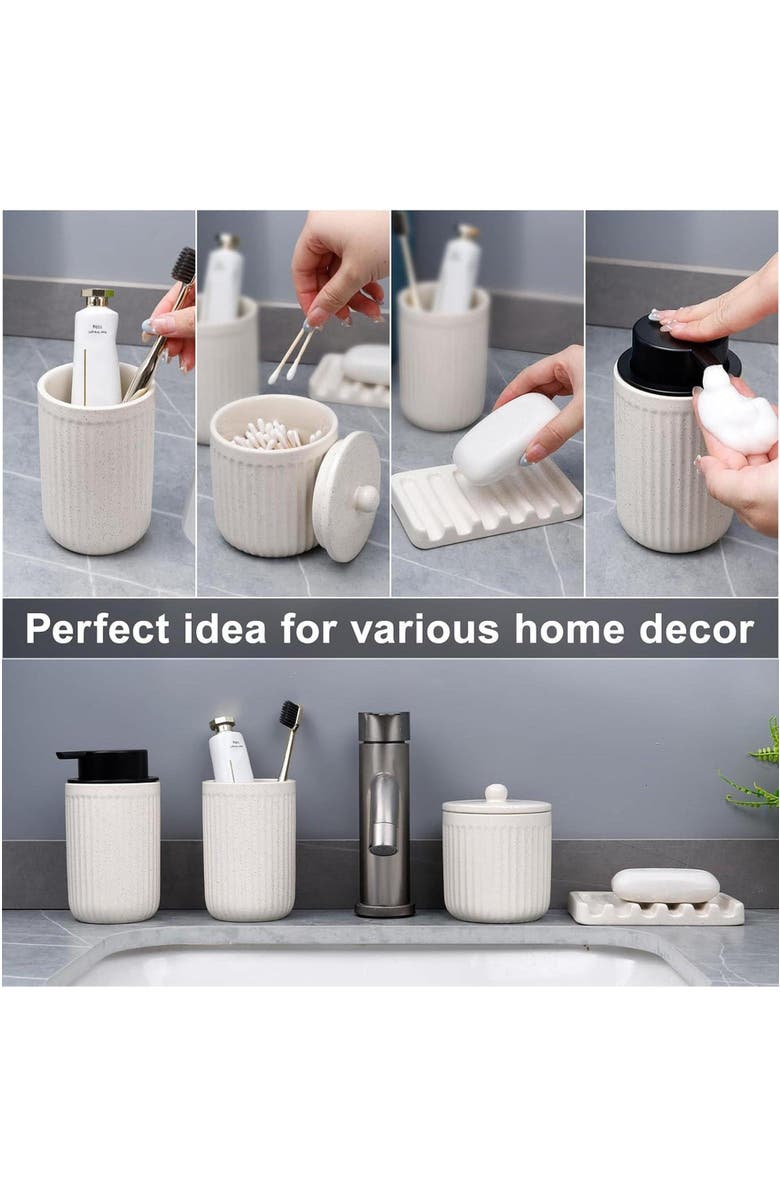 Bosilunlife Pockmark 4-Piece Foaming Bathroom Set Sustainable Ceramic, Alternate, color, 