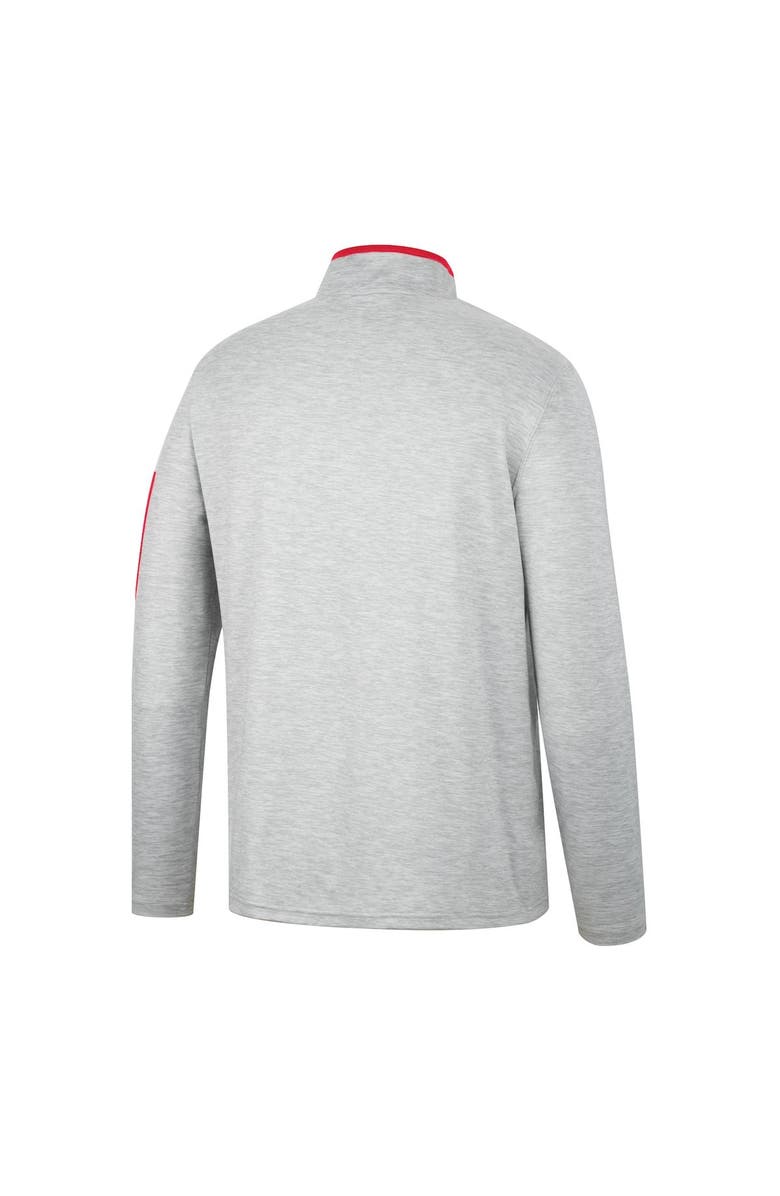 COLOSSEUM Men's Colosseum Heathered Gray/Scarlet Ohio State Buckeyes Country Club Windshirt Quarter-Zip Jacket, Alternate, color, 