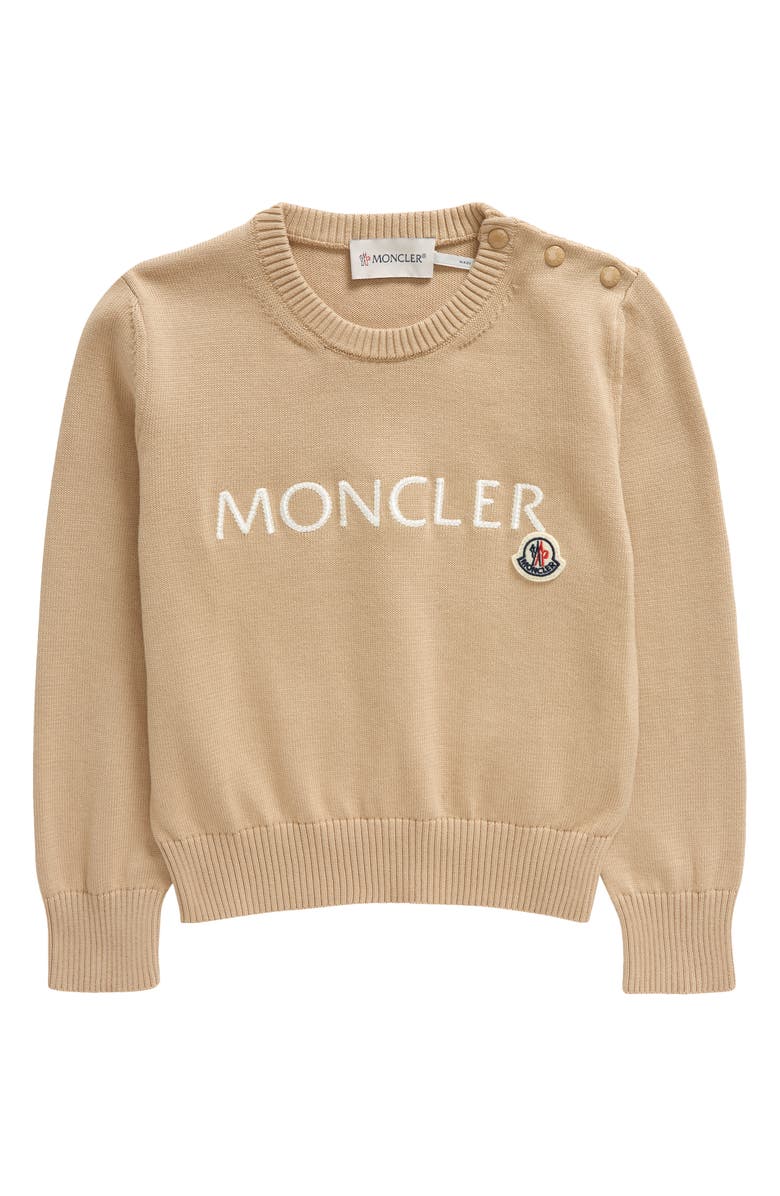 Moncler Kids' Embroidered Logo Cotton Crewneck Sweater, Main, color,