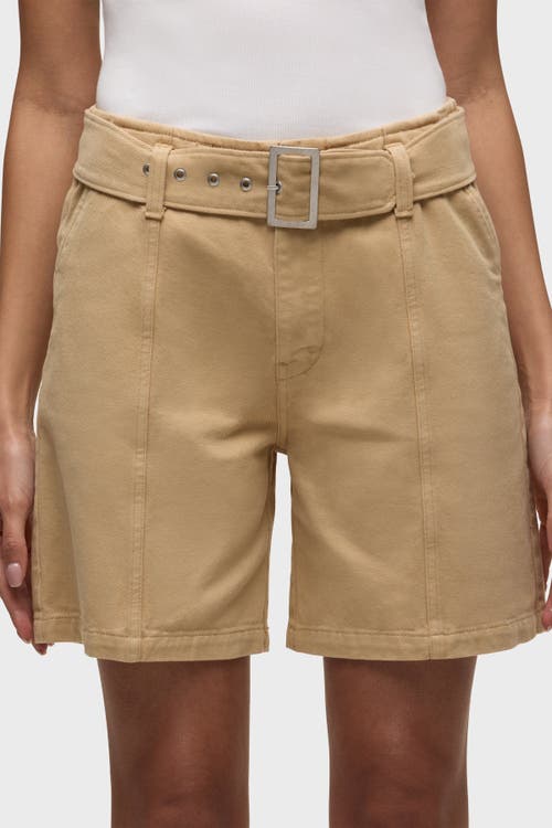 Hudson Belted Twill Long Shorts In Brown