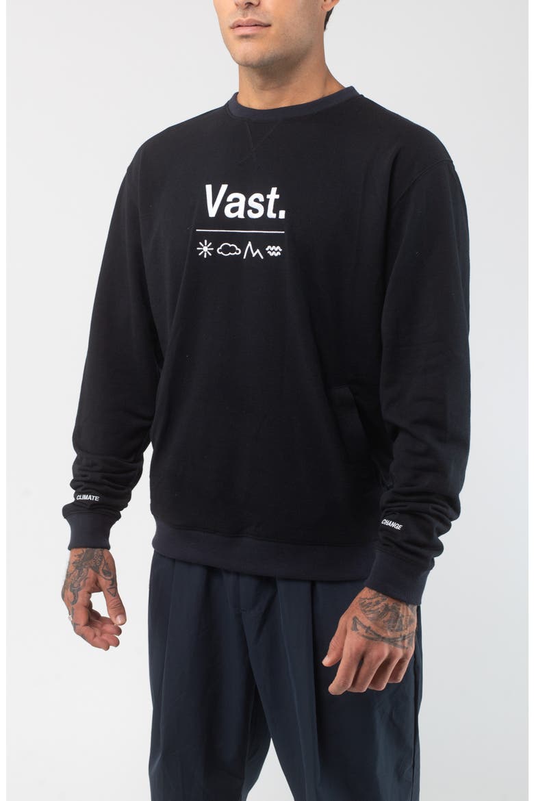 Elements Lightweight Crewneck Sweatshirt, Alternate, color, BLACK